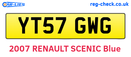 YT57GWG are the vehicle registration plates.