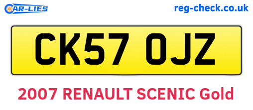 CK57OJZ are the vehicle registration plates.