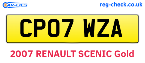 CP07WZA are the vehicle registration plates.