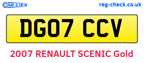 DG07CCV are the vehicle registration plates.