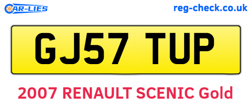 GJ57TUP are the vehicle registration plates.