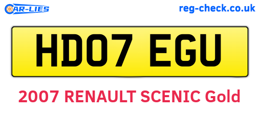 HD07EGU are the vehicle registration plates.