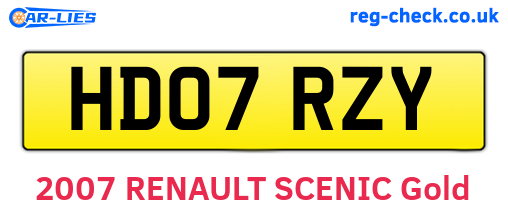 HD07RZY are the vehicle registration plates.
