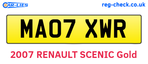 MA07XWR are the vehicle registration plates.