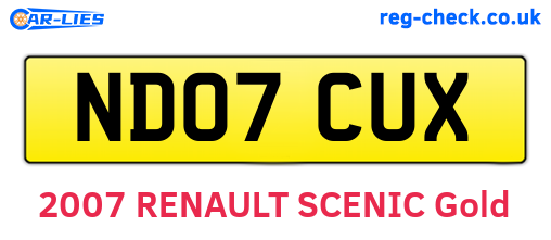 ND07CUX are the vehicle registration plates.