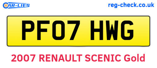 PF07HWG are the vehicle registration plates.