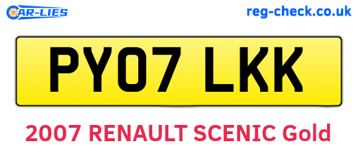 PY07LKK are the vehicle registration plates.