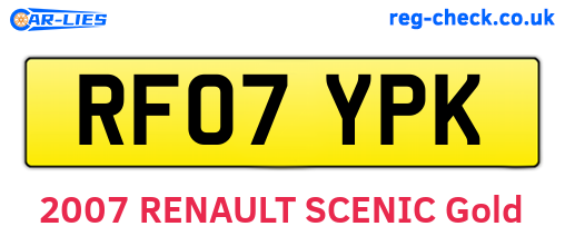 RF07YPK are the vehicle registration plates.