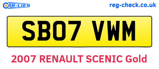 SB07VWM are the vehicle registration plates.