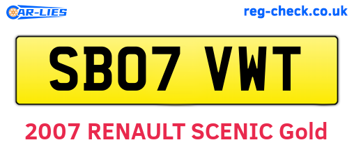 SB07VWT are the vehicle registration plates.