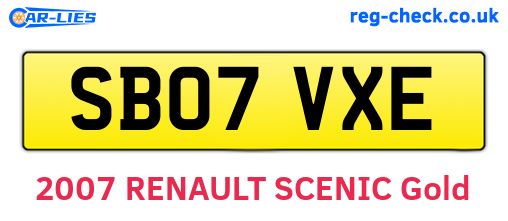 SB07VXE are the vehicle registration plates.
