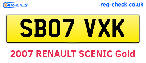 SB07VXK are the vehicle registration plates.