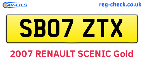SB07ZTX are the vehicle registration plates.