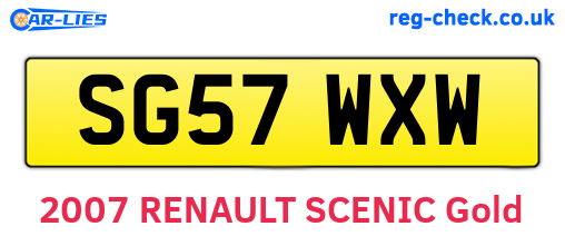 SG57WXW are the vehicle registration plates.