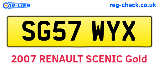 SG57WYX are the vehicle registration plates.