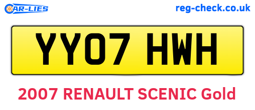 YY07HWH are the vehicle registration plates.