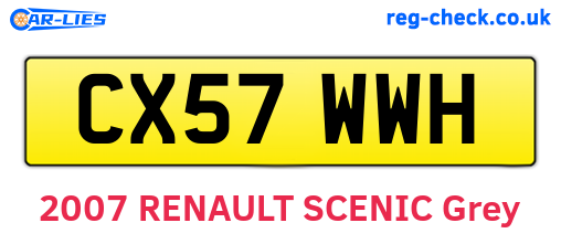 CX57WWH are the vehicle registration plates.
