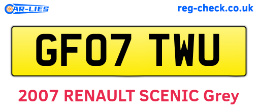 GF07TWU are the vehicle registration plates.