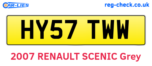 HY57TWW are the vehicle registration plates.