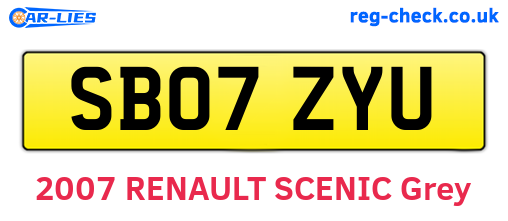 SB07ZYU are the vehicle registration plates.