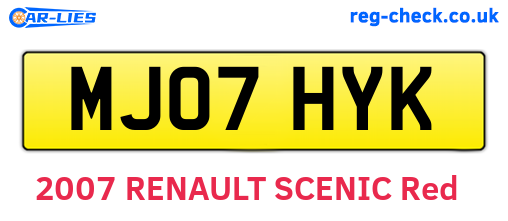 MJ07HYK are the vehicle registration plates.
