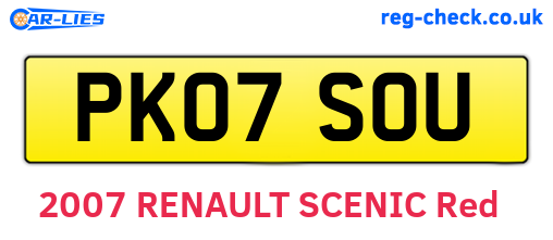 PK07SOU are the vehicle registration plates.