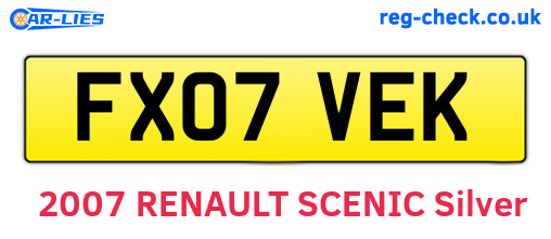 FX07VEK are the vehicle registration plates.