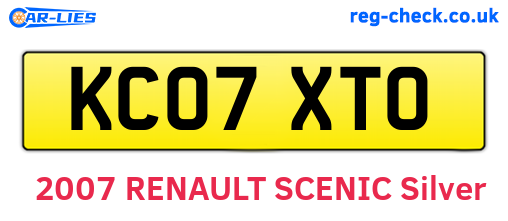 KC07XTO are the vehicle registration plates.