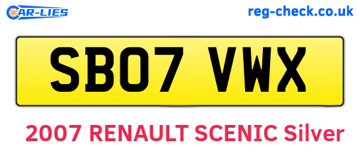 SB07VWX are the vehicle registration plates.