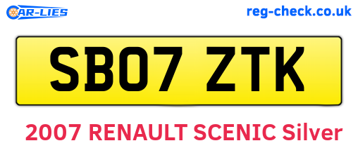 SB07ZTK are the vehicle registration plates.