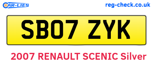 SB07ZYK are the vehicle registration plates.