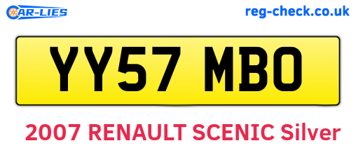 YY57MBO are the vehicle registration plates.