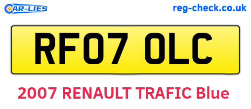 RF07OLC are the vehicle registration plates.