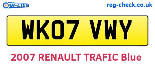 WK07VWY are the vehicle registration plates.