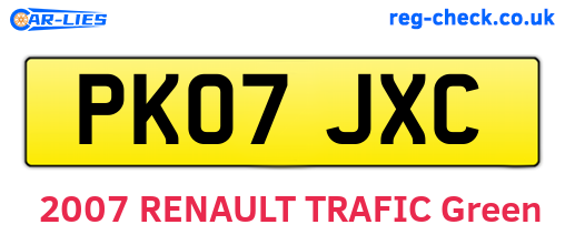 PK07JXC are the vehicle registration plates.