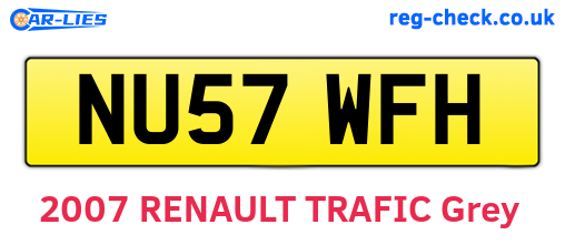 NU57WFH are the vehicle registration plates.