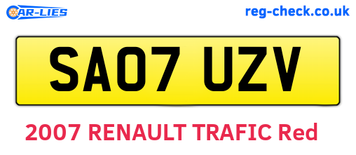 SA07UZV are the vehicle registration plates.