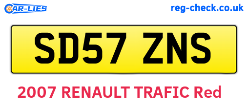 SD57ZNS are the vehicle registration plates.