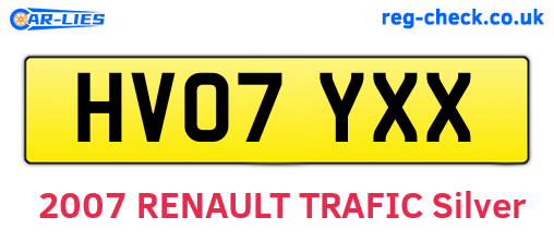 HV07YXX are the vehicle registration plates.
