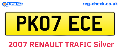 PK07ECE are the vehicle registration plates.
