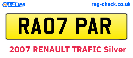 RA07PAR are the vehicle registration plates.