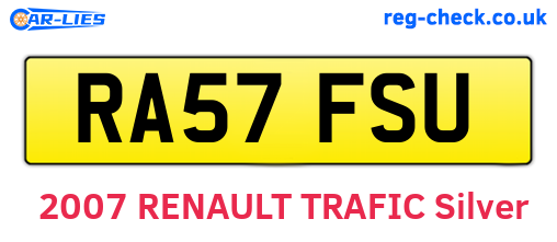 RA57FSU are the vehicle registration plates.