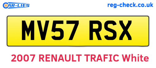 MV57RSX are the vehicle registration plates.