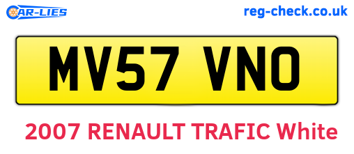 MV57VNO are the vehicle registration plates.