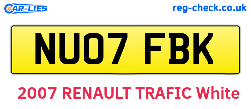NU07FBK are the vehicle registration plates.