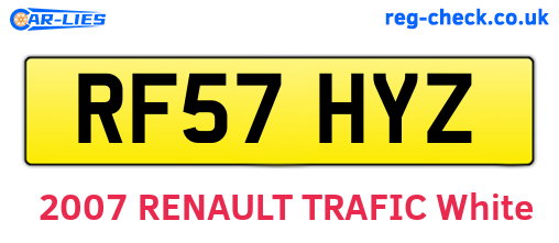 RF57HYZ are the vehicle registration plates.