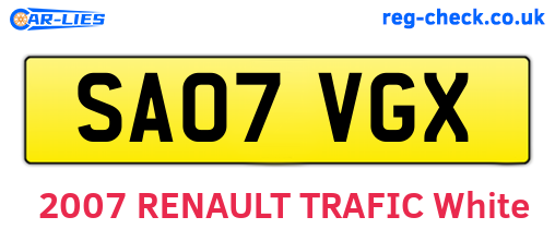 SA07VGX are the vehicle registration plates.