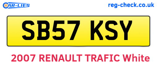SB57KSY are the vehicle registration plates.