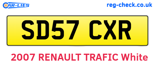 SD57CXR are the vehicle registration plates.