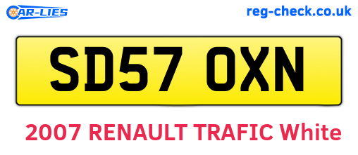 SD57OXN are the vehicle registration plates.